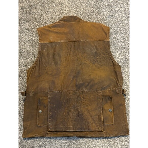 Vintage Banana Republic Leather Safari Vest Mens Large Quilted Liner Cotton - Picture 12 of 12